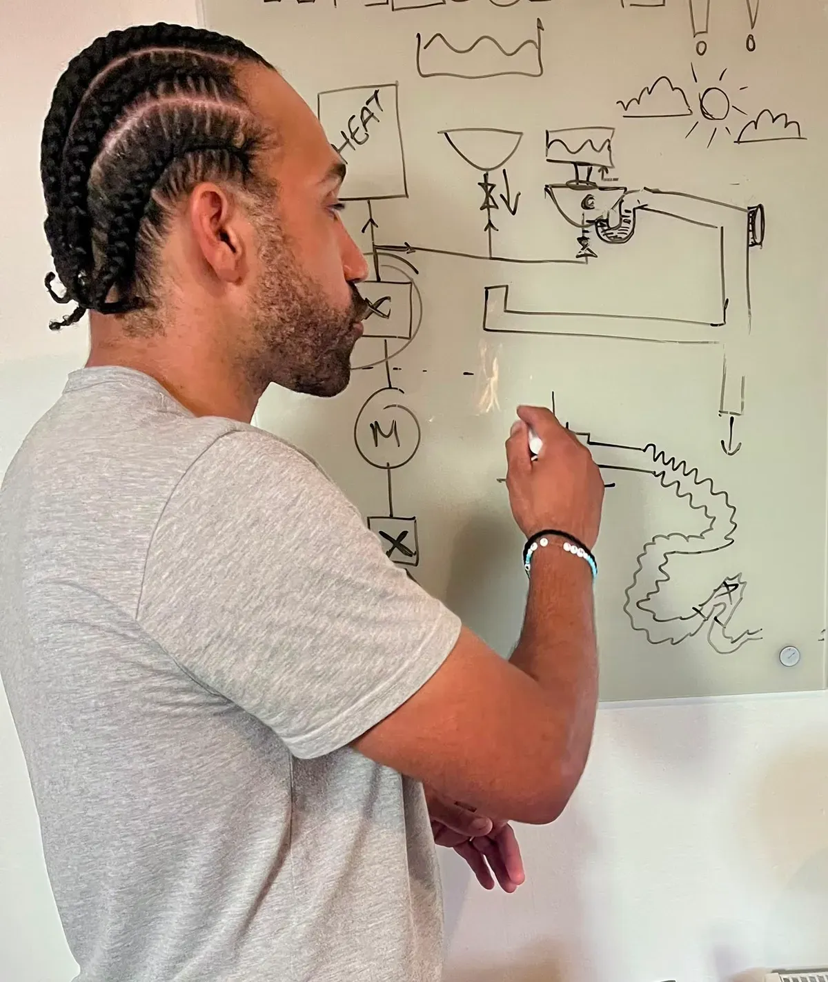 Doug, DIY workshop instructor and electrician with 18 years of trade experience, explaining a home wiring diagram